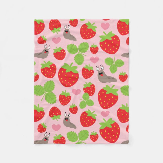 Couverture Polaire J'aime les fraises Motif sans couture (Devant)
