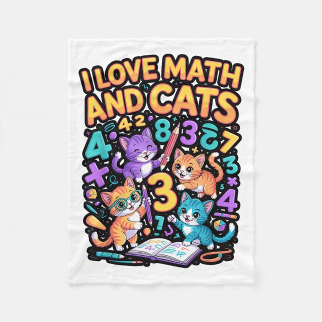 Couverture Polaire J'aime les maths et les chats Enseignant Élève  (Devant)