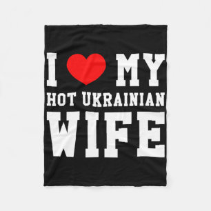 Couverture Polaire J'aime ma chaude femme ukrainienne cœur rouge 