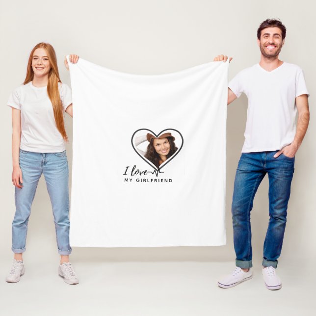 Couverture Polaire J'AIME MA PETITE AMIE Cadeau photo personnalisée (En situation)