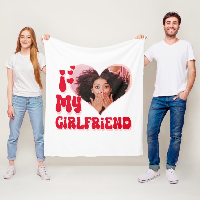 Couverture Polaire J'Aime Ma Petite Amie Personnalisée Drôle (En situation)