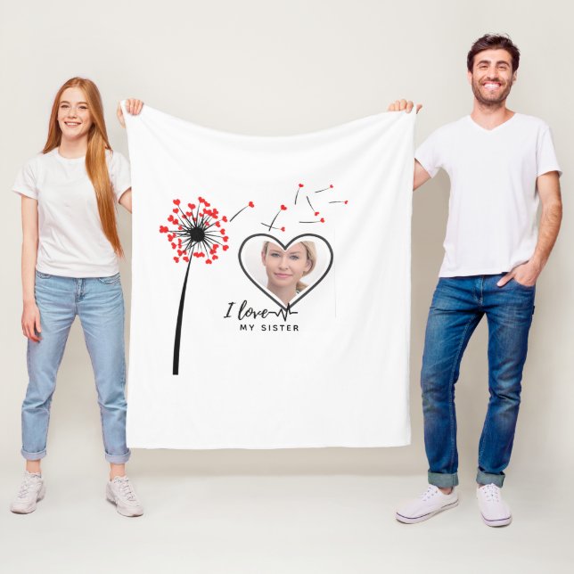 Couverture Polaire J'aime ma SŒUR - Cadeau personnalisé pour meilleur (En situation)