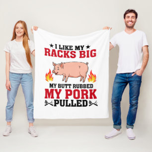 Couverture Polaire J'aime Mes Racks Gros BBQ, Citation Porc Fessier