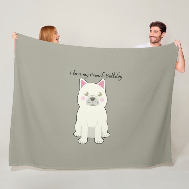 Couverture Polaire J'aime mon Bouledogue Français (En situation)