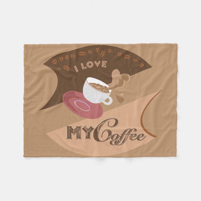 Couverture Polaire J'aime mon café Retro Java Mocha (Devant (Horizontal))