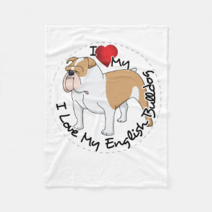 Couverture Polaire J'aime mon chien anglais de bouledogue