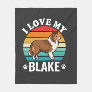 Couverture Polaire J'aime mon chien Colley Sunset Rétro