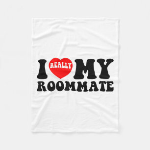 Couverture Polaire J'aime mon colocataire cœur drôles de cadeaux Vale