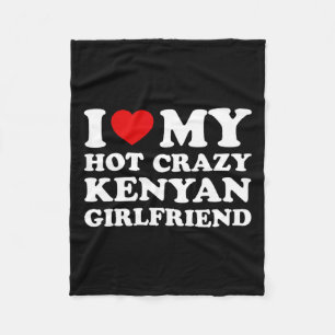 Couverture Polaire J'Aime Mon Hot Crazy Kenyan Girlfriend Valentines 