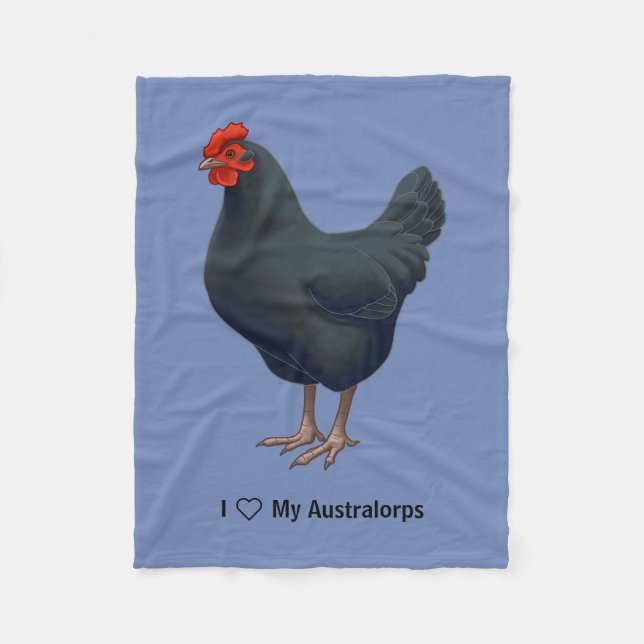 Couverture Polaire J'aime mon poulet australorp (Devant)