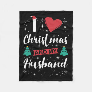 Couverture Polaire J'Aime Noël Et Mon Mari I Snowflakes Noël