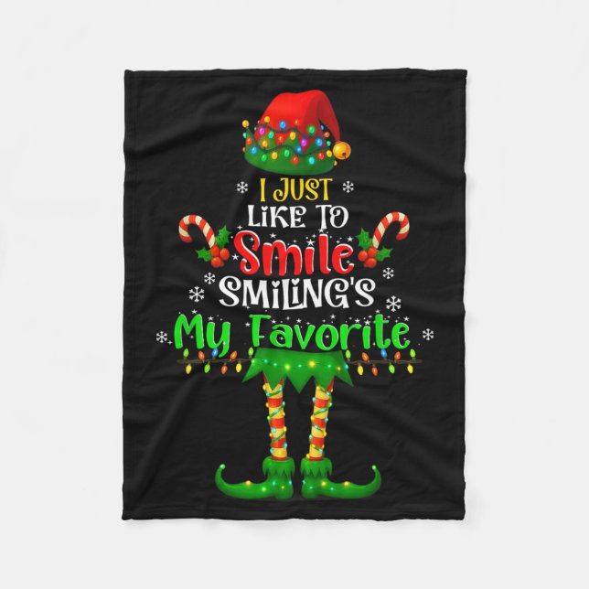 Couverture Polaire J'aime sourire Smilings mon elfe de Noël préféré (Devant)