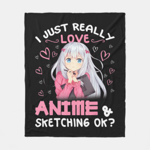 Couverture Polaire J'aime vraiment l'Anime et l'Esquisse Dessin