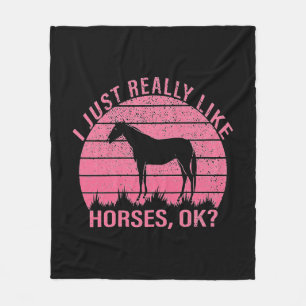 Couverture Polaire J'aime vraiment les chevaux en rose Rose