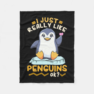 Couverture Polaire J'Aime Vraiment Les Pingouins