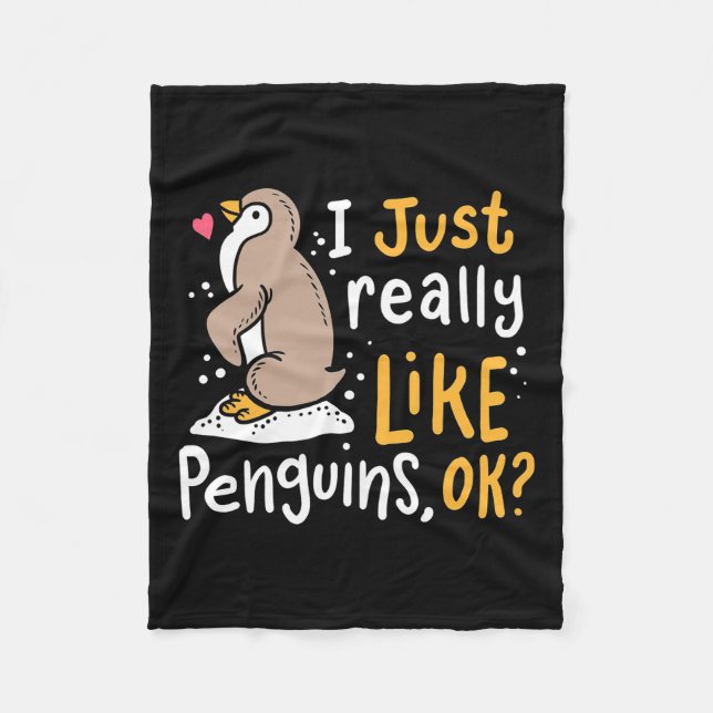 Couverture Polaire J'Aime Vraiment Les Pingouins Ok (Devant)