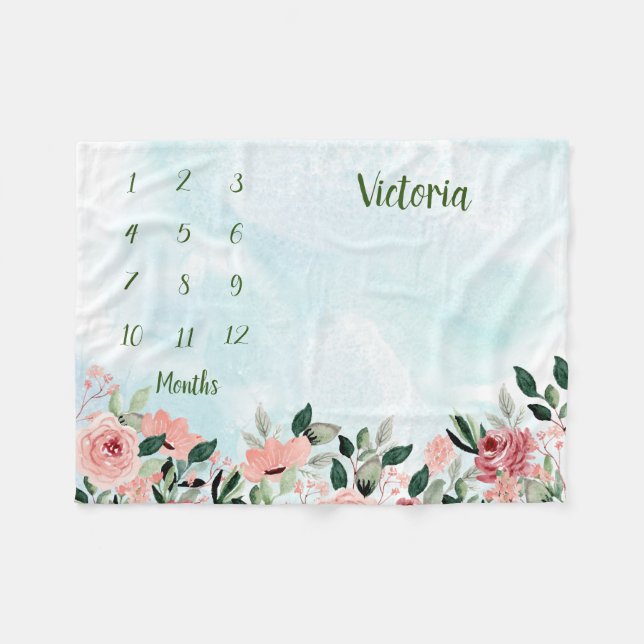 Couverture Polaire Jalon de bébé personnalisé (Devant (Horizontal))