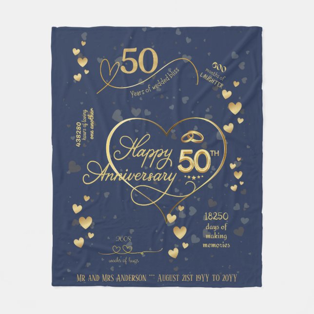 Couverture Polaire Jalon du 50e anniversaire du Mariage personnalisé (Devant)