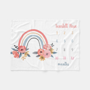 Couverture Polaire Jalon floral arc-en-ciel personnalisé de la petit