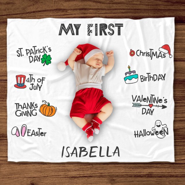 Couverture Polaire Jalon mon premier Vacances moderne mignon bébé (Créateur téléchargé)