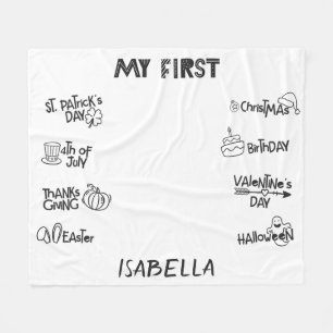 Couverture Polaire Jalon mon premier Vacances moderne mignon bébé