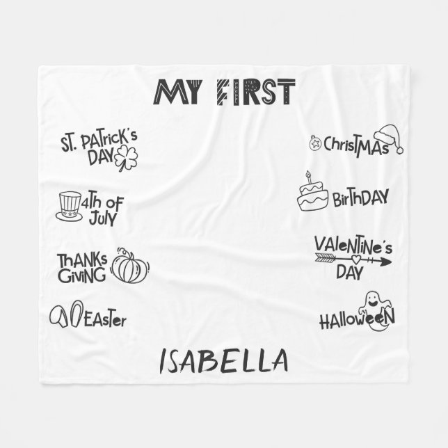 Couverture Polaire Jalon mon premier Vacances moderne mignon bébé (Devant (Horizontal))