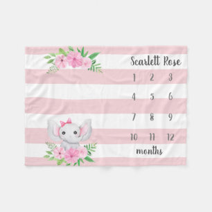 Couverture Polaire Jalon photo personnalisé de bébé éléphant
