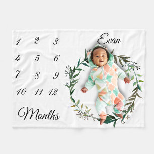 Couverture Polaire Jalon simple Aquarelle Feuilles Garde-couronne