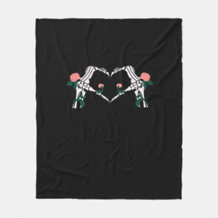 Couverture Polaire Jamais Wilts - Squelette Mains Roses