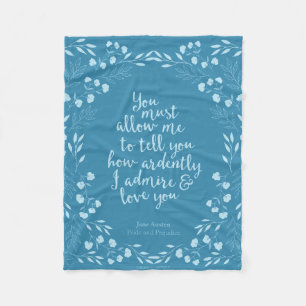 Couverture Polaire Jane Austen Fierté et préjugé Amour floral
