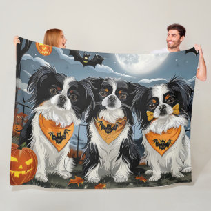 Couverture Polaire Japanese Chin Halloween Épouvantable