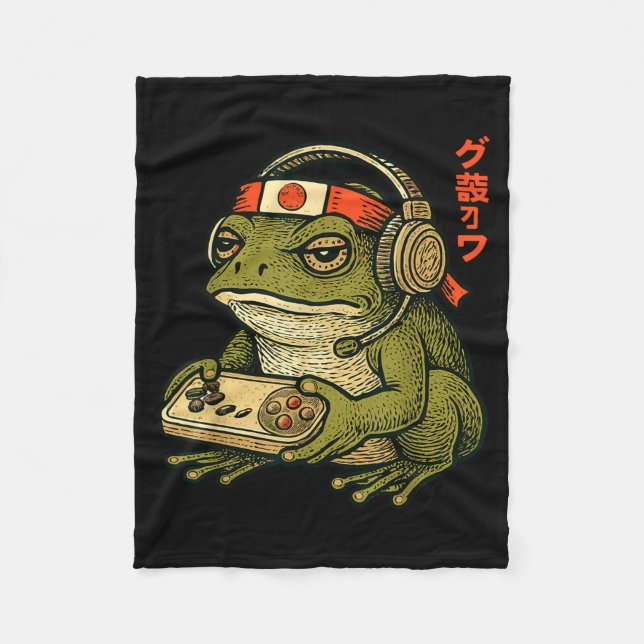 Couverture Polaire Japanese Gamer Frog Art Men Women Boys Funny Vinta (Devant)
