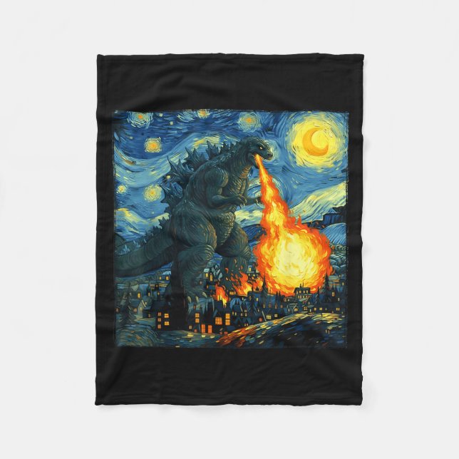 Couverture Polaire Japanese Monster Kaiju Van Gogh Starry Night  (Devant)