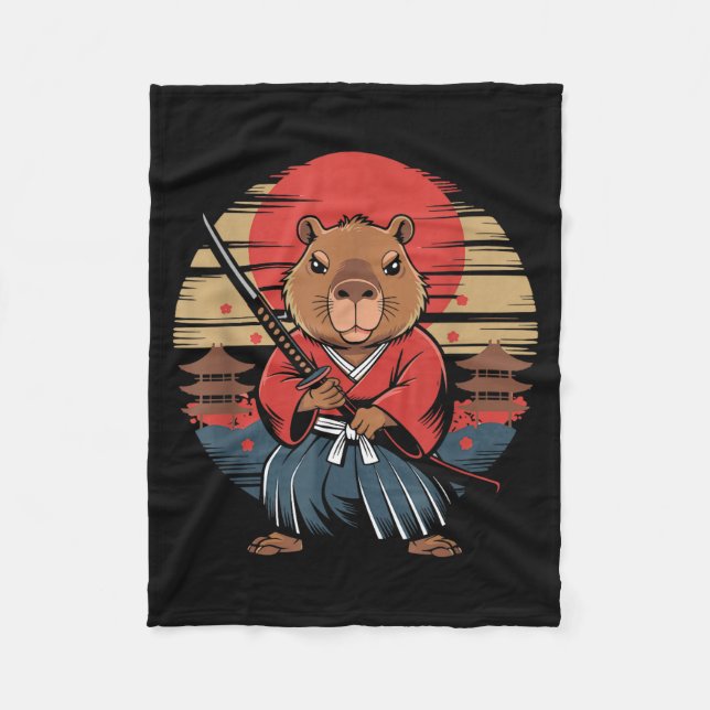 Couverture Polaire Japanese Samurai Capybara  (Devant)