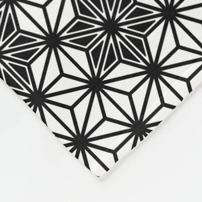 Couverture Polaire Japonais Asanoha motif - blanc et noir (Coin)