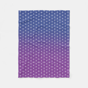 Couverture Polaire Japonais Asanoha traditionnel imprimé bleu & viol