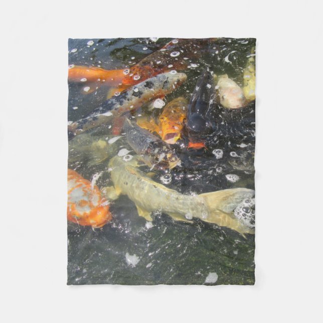 Couverture Polaire Japonais Carpe Koi Poisson Natation (Devant)