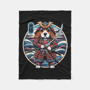 Couverture Polaire Japonais Samurai Chien Tattoo, Beagle Kawaii Ninja