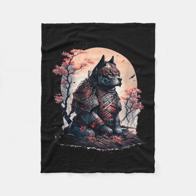 Couverture Polaire Japonais Samurai Ninja Chien Tatouage Graphique Po (Devant)
