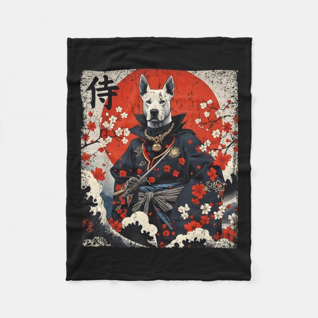 Couverture Polaire Japonais Samurai Pitbull Tattoo Kawaii Ukiyo-e Nin (Devant)