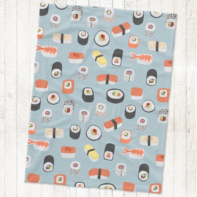 Couverture Polaire Japonais Sushi Nigiri Maki Motif (Japanese sushi fun fleece blanket)