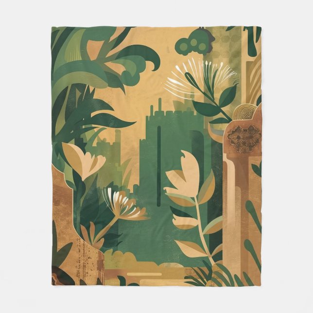 Couverture Polaire Jardin Abstrait : Botanique (Devant)