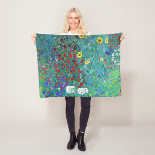 Couverture Polaire Jardin agricole avec tournesols, Gustav Klimt