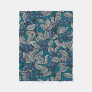 Couverture Polaire Jardin aux bleuets, bleu et gris