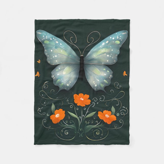 Couverture Polaire Jardin aux papillons mystiques (Devant)
