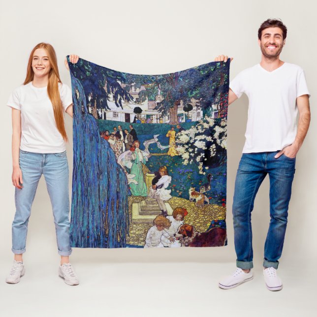 Couverture Polaire Jardin avec chien et chat, Jessie Willcox Smith (En situation)