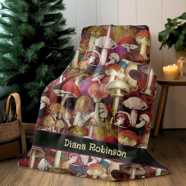 Couverture Polaire Jardin de champignons de champignons rouges mignon (Créateur téléchargé)