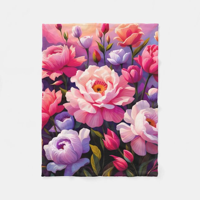 Couverture Polaire Jardin de floraison rose du lever de soleil Zen de (Devant)