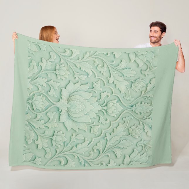 Couverture Polaire Jardin de Jade — Céladon Pâle Persan (En situation)