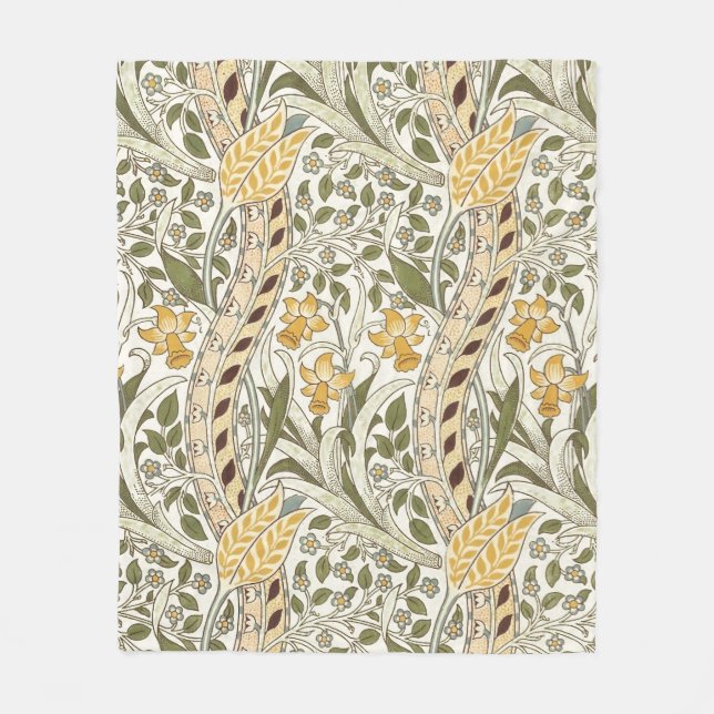Couverture Polaire Jardin de jonquilles William Morris Fleur Classiqu (Devant)